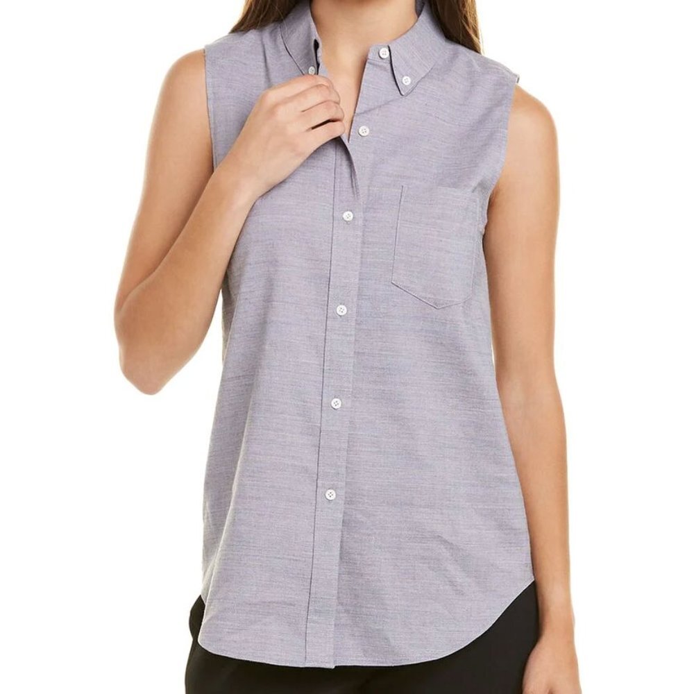 THEORY YARINE SHARKSKIN LINEN-BLEND TOP